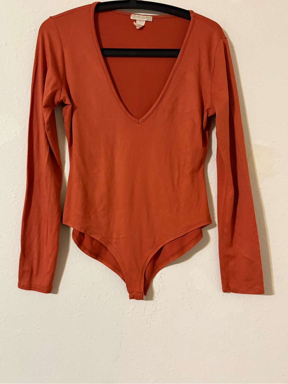 Source Unknown Rust Long Sleeve V-Neck Bodysuit